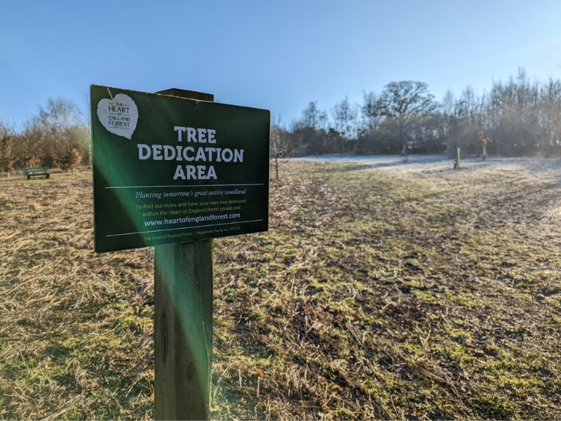 'Tree Dedication Area' sign in Dorothy's Wood