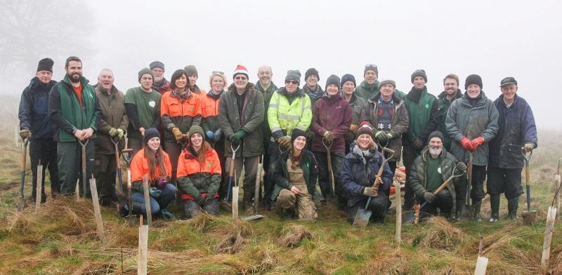 Our forestry team with our volunteers on tree-planting day