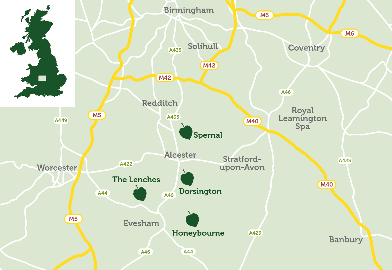 Map showing where in England the Heart of England Forest is
